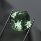 Certified loose gemstone, natural Montana sapphire, cushion cut, bluish-green, 11.35 carats.
