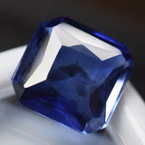 Natural 9.55 carat blue sapphire gemstone, certified, square cut, loose stone.