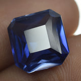 Natural 9.55 carat blue sapphire gemstone, certified, square cut, loose stone.