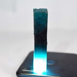 Natural aquamarine blue rough crystal – elongated uncut gemstone.
