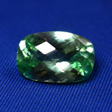 Natural bluish-green Montana sapphire gemstone, certified cushion cut, 10.68 ct, loose stone