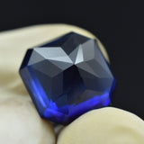 Stunning Square Cut Blue Tanzanite Loose Gemstone in Hand - Certified and Vintage