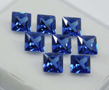 Certified natural blue sapphire gemstones, square cut, lot of 8 pieces, loose stones.