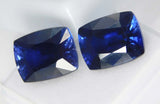 loose gemstone pair of certified cushion cut natural blue sapphires, 20.65 carats.