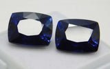 Certified loose gemstones, natural blue sapphire pair, cushion cut, 20.65 carats total.