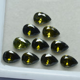 Green Ceylon Sapphire Pear Shape 9 PCS Natural Gemstone CERTIFIED Lot 6x5 MM