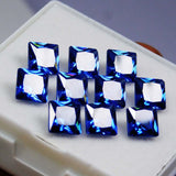 Certified blue sapphire square cut loose gemstone lot