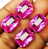 Natural sapphire pink 33.13 carat certified emerald shape loose gemstone set of 4