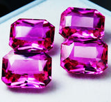 Set of 4 pcs natural pink sapphire 33.13 ct emerald cut certified loose gemstones
