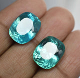 Certified loose gemstone pair, natural Montana sapphires, cushion cut, royal color, 16.56 carats total
