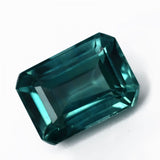Certified loose gemstone, natural Montana sapphire, bluish-green emerald shape, 8.56 carats.