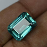 Certified loose gemstone, natural Montana sapphire, bluish-green emerald shape, 8.56 carats.