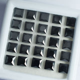 Moissanite Square Cut 9 Pcs Natural Untreated Black 5x5 mm CERTIFIED Gemstone