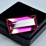 Baguette-cut natural bi-color doublet, 17.75ct, a certified loose gemstone.
