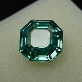 Loose square cut bluish-green sapphire gemstone, 13.50 carats
