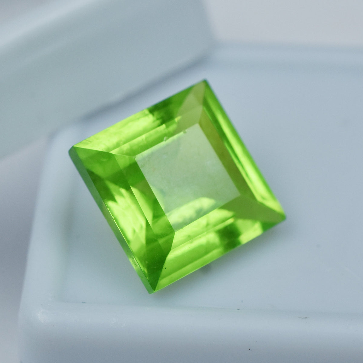 Free Shipment With Gift , August Month Birth Stone Gem 8.65 Carat Green Peridot Square Shape Natural Certified Loose Gemstone | Best Offer | Brilliant Cut