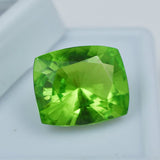 11.40 Ct Cushion Cut Green Peridot Gemstone - scale comparison on mm ruler