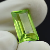 Peridot Baguette Cut 8.65 Carat Peridot Green Certified Natural Loose Gemstone | Afghanistan's Peridot Green | Ring Size Peridot