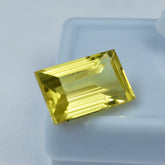 Certified 8.56ct natural yellow sapphire, a baguette-cut loose gemstone for a ring.