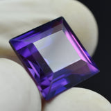 10.65 Ct Purple Tanzanite Square Cut Gemstone in Hand – Natural, Certified & Clarity Enhanced