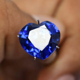 Tanzanite Heart Shape Gemstone in Hand View - 10.32 Ct, Translucent Blue, from Tanzania