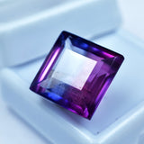 Certified 17.30ct natural square-cut bi-color sapphire for engagement rings.