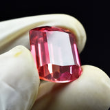 Certified natural sapphire, 26.50 carats, emerald-cut, with free shipping.