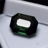 Sapphire Natural 8.65 Ct Excellent Deep Green SAPPHIRE CERTIFIED Loose Gemstone Flawless Emerald Cut