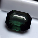 Sapphire Natural 8.65 Ct Excellent Deep Green SAPPHIRE CERTIFIED Loose Gemstone Flawless Emerald Cut