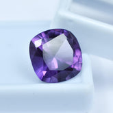9.45 Ct Square Cushion Alexandrite Gemstone on White Box – Natural Color-Change Certified Gem