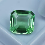 Close-up of 5.70ct natural bluish-green sapphire's square cut