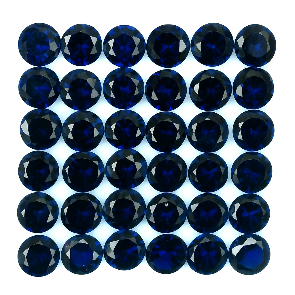 Natural Blue Sapphire Gemstone Lot 50 PCS Ceylon Round CERTIFIED 6 mm Ring Size