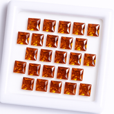 CERTIFIED 9 Pcs Natural Sapphire Orange Color Square Cut Loose Gemstone 5x5 mm