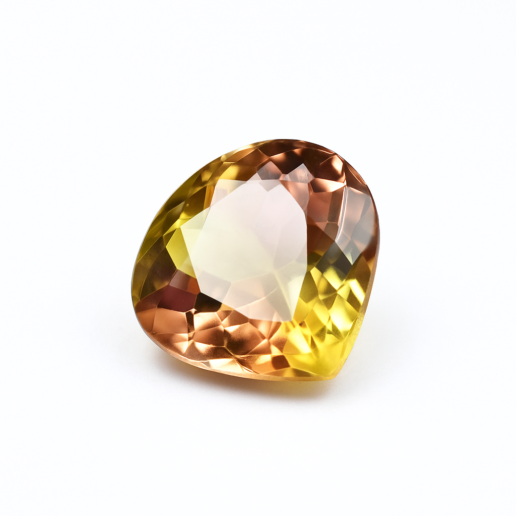 Natural bi-color sapphire, 11.50 carats, a certified loose gemstone with a pear cut.