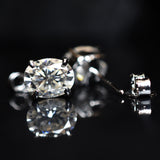 CERTIFIED 12.8 Ct Synthetic White Moissanite Stunning Oval Cut Earring Pair