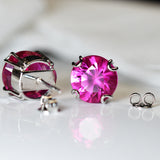 Natural Pink Ruby Round 44.15 Ct CERTIFIED Beautiful Earring Pair Gift For Mom