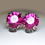 Natural Pink Ruby Round 44.15 Ct CERTIFIED Beautiful Earring Pair Gift For Mom