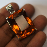 86.05Ct 925 Sterling Silver Gems Pendant Cushion Cut Orange Sapphire CERTIFIED