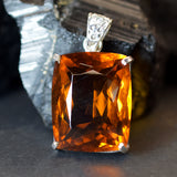 86.05Ct 925 Sterling Silver Gems Pendant Cushion Cut Orange Sapphire CERTIFIED