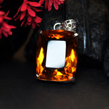 86.05Ct 925 Sterling Silver Gems Pendant Cushion Cut Orange Sapphire CERTIFIED
