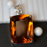 86.05Ct 925 Sterling Silver Gems Pendant Cushion Cut Orange Sapphire CERTIFIED