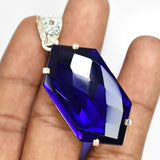 81.45 Ct CERTIFIED 925 Sterling Silver Fancy Blue Topaz Gemstone Pendant