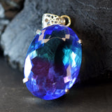 Certified 117.60 Ct Bi-Color Lab Created Tourmaline Oval Cut Gemstone Pendant