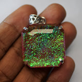 Monarch Opal 99.25 Ct 925 Sterling Silver Square Lab Created Pendant Certified
