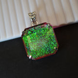 Monarch Opal 99.25 Ct 925 Sterling Silver Square Lab Created Pendant Certified