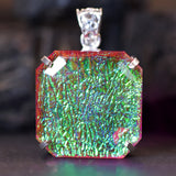 Monarch Opal 99.25 Ct 925 Sterling Silver Square Lab Created Pendant Certified