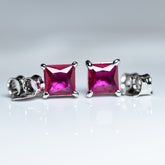 Natural Ruby Pink 7.35 Ct CERTIFIED 925 Sterling Silver Square Earring Free Gift