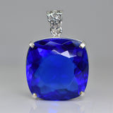 CERTIFIED Brazilian Topaz 94.5 Ct 925 Sterling Silver Cushion Gemstone Pendant