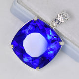 CERTIFIED Brazilian Topaz 94.5 Ct 925 Sterling Silver Cushion Gemstone Pendant