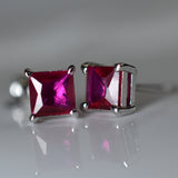 Natural Ruby Pink 7.35 Ct CERTIFIED 925 Sterling Silver Square Earring Free Gift